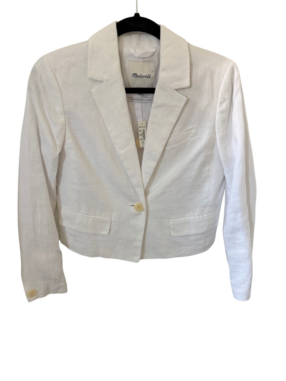 NWT Madewell White Linen Cropped Blazer